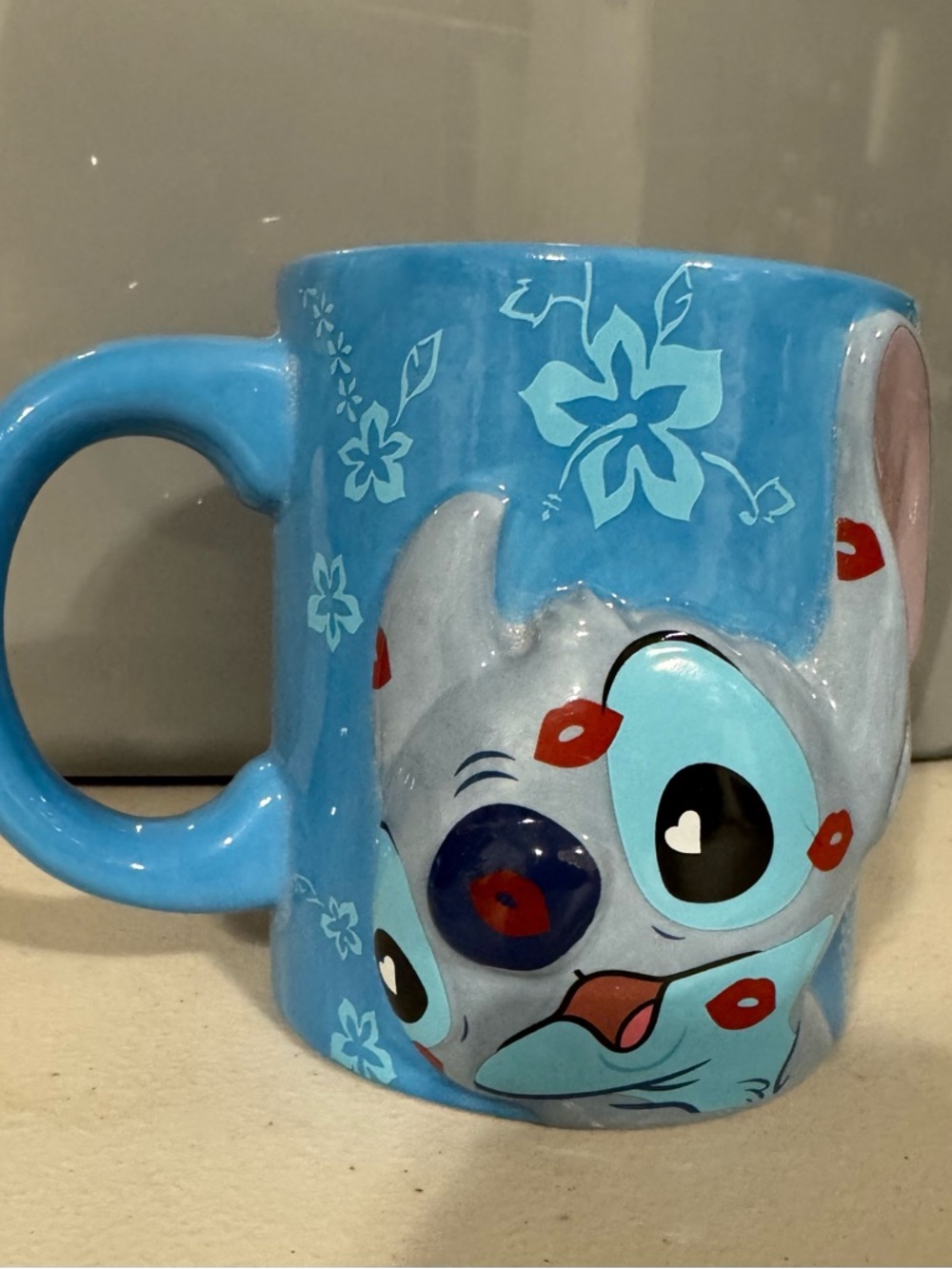 Disney Stitch Ceramic Mug with Red Lip Print Accents